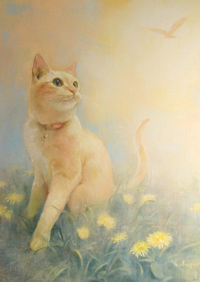 永都卓による猫の油彩画