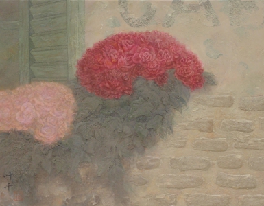 永都 日本画展 花二種